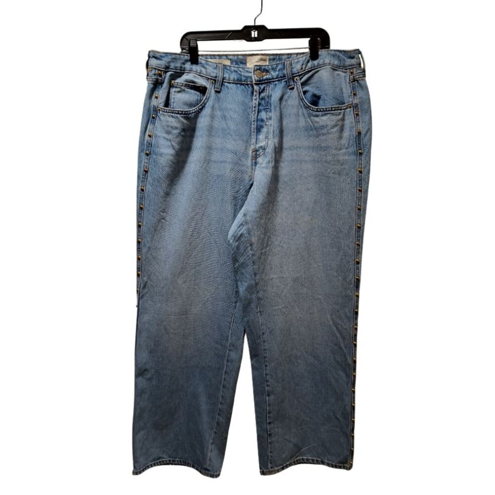 Universal Thread Mid Rise 90s Baggy Jeans 17 Junior's Blue Studded 40x30.5